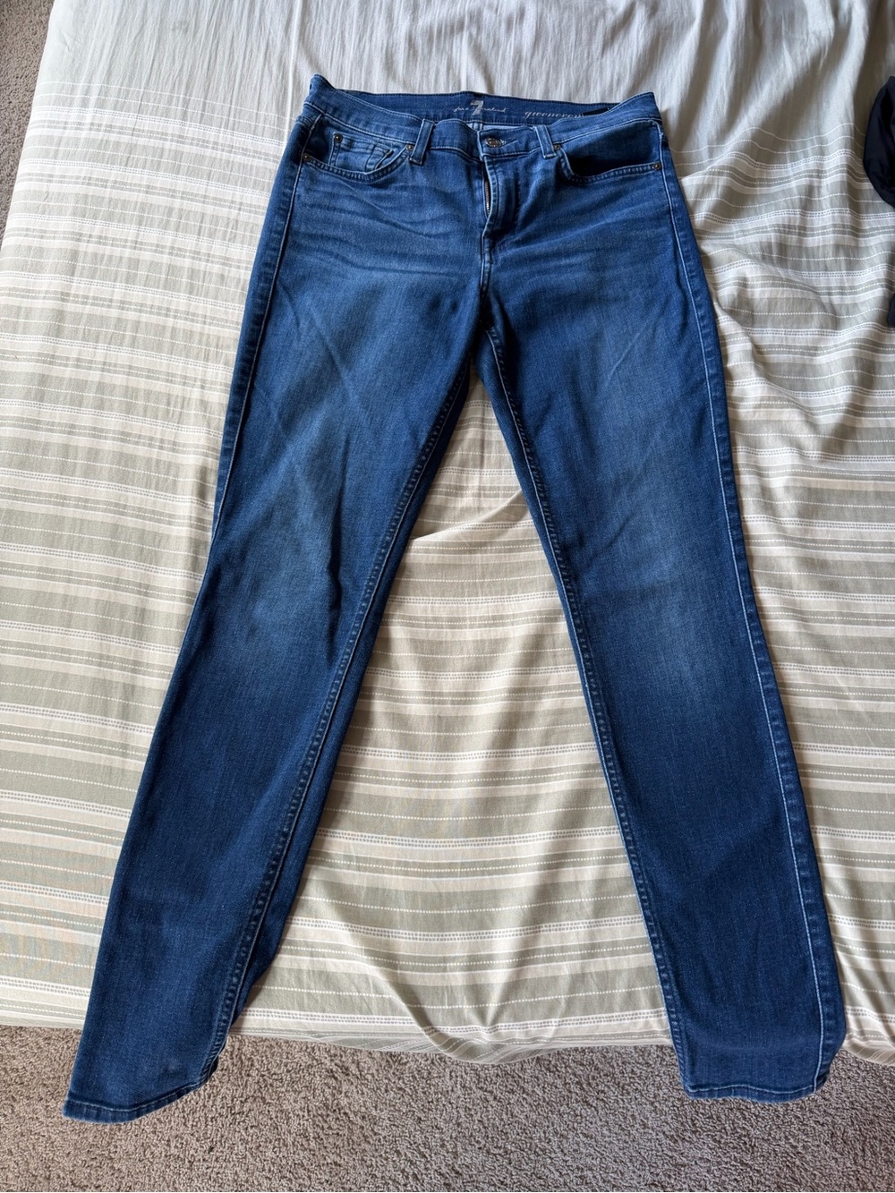 7 For All Mankind Women's Skinny Jeans - Dark Indigo Blue